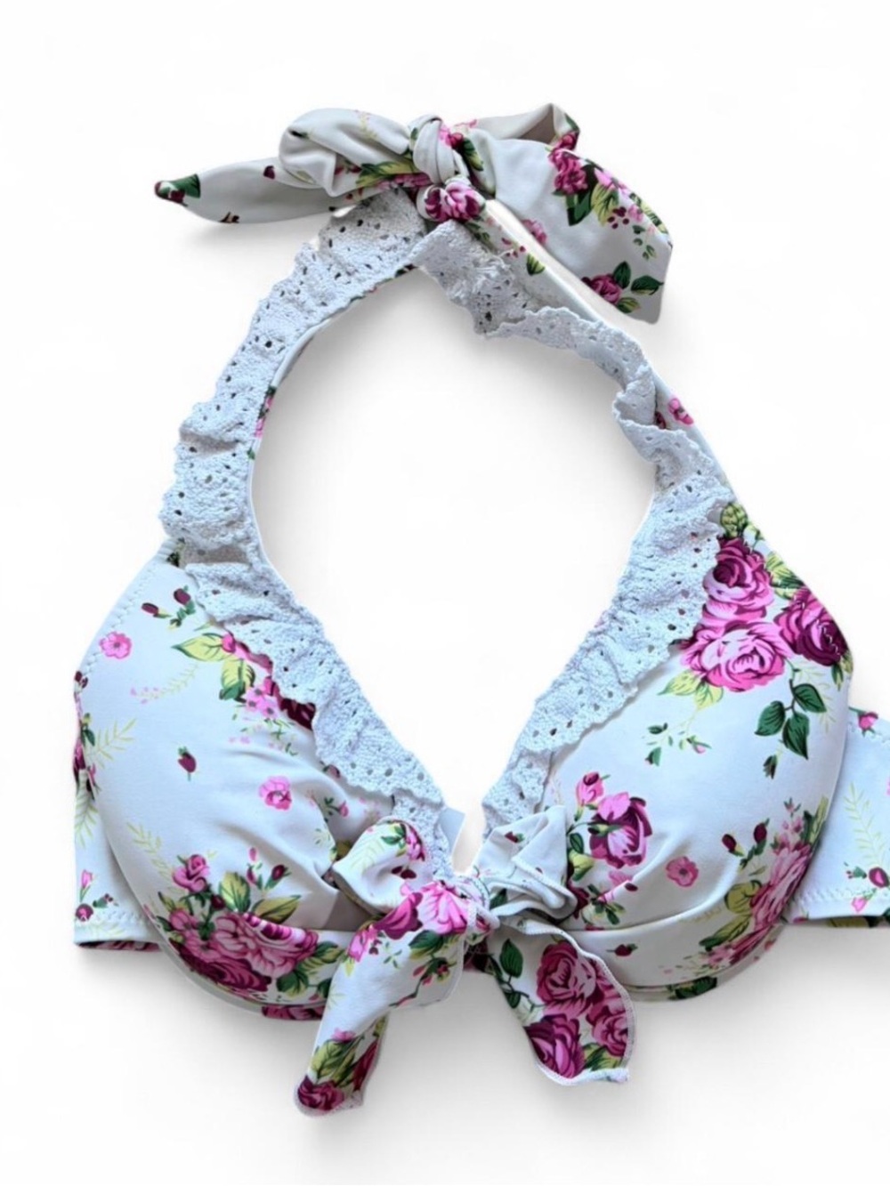 Floral Ruffled Bikini Set in with Pink Roses - Picture 4 of 8